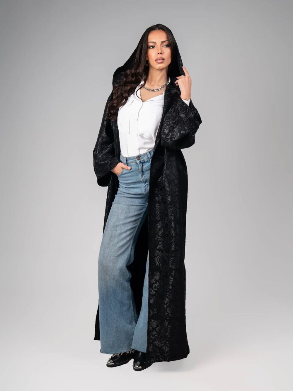 Black Lace Long Kimono
